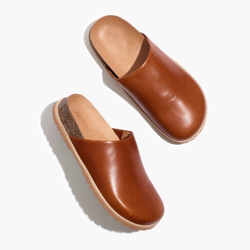 Madewell The Layne Clog Mule in Brown Leather Size 8